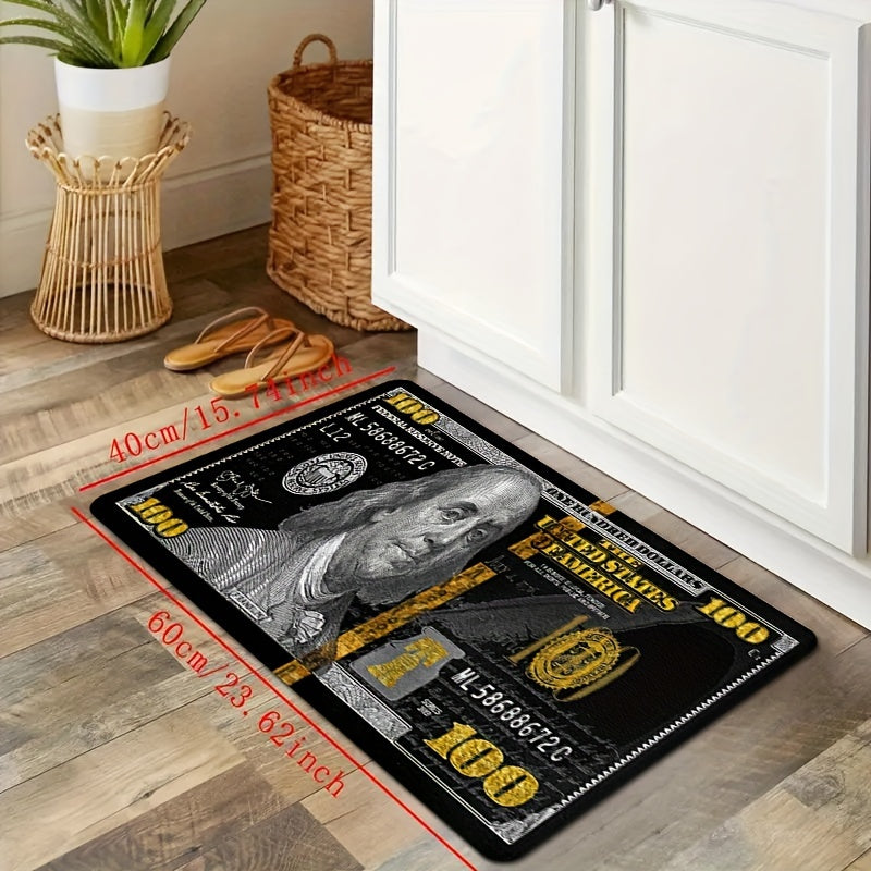 1pc Banknote Pattern Bathroom Non-slip Mat, Bathroom Floor Rug, Bathroom Door Mat, Bedroom Living Room Floor Carpet, Entry Way Mat For Bathroom Hallway Living Room Bedroom Balcony, Home Decoration