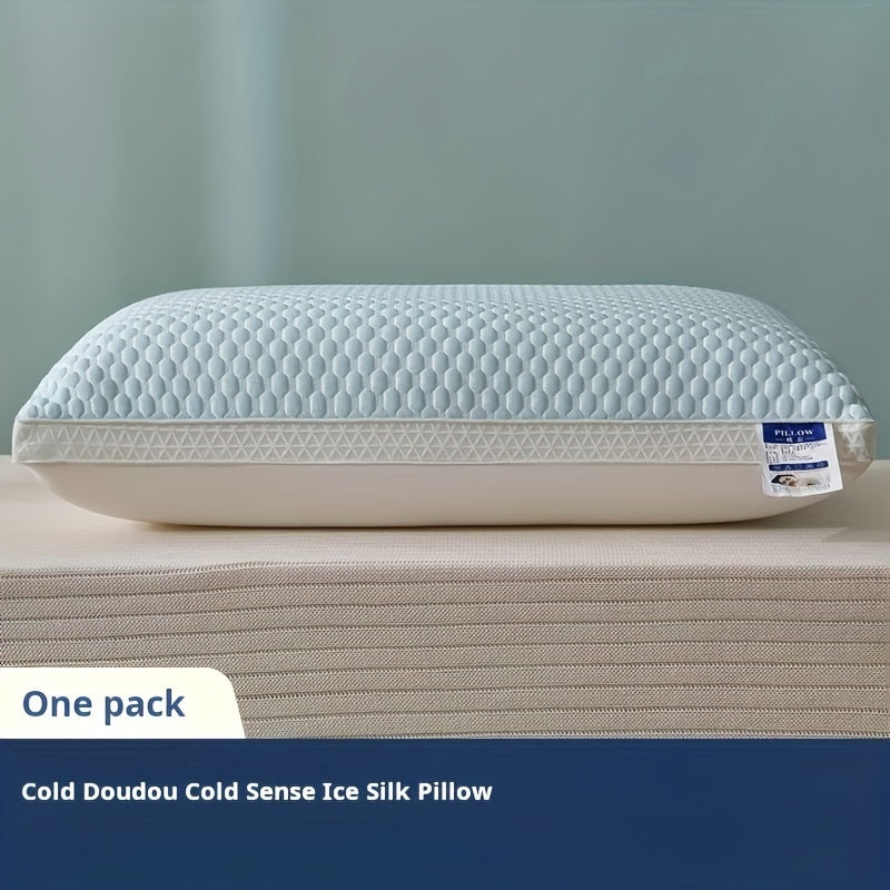 1pc Cold Bean Curd Pillow Supports Neck And Spine For Relaxing Sleep, Sleep Massage Pillow Core, Moisture Absorbing Breathable Household Bedding Pillow Suitable For Living Room, Bedroom, Home Decoration