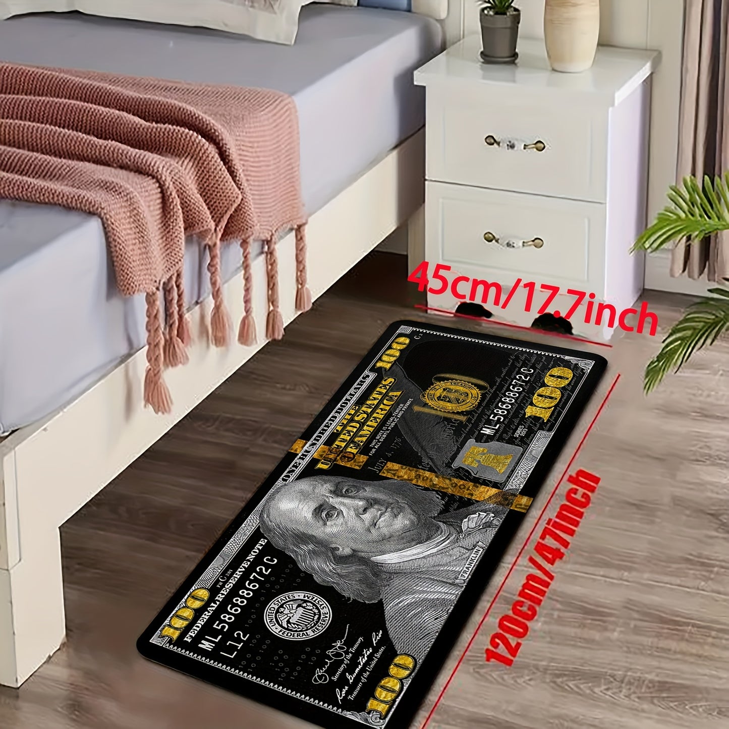 1pc Banknote Pattern Bathroom Non-slip Mat, Bathroom Floor Rug, Bathroom Door Mat, Bedroom Living Room Floor Carpet, Entry Way Mat For Bathroom Hallway Living Room Bedroom Balcony, Home Decoration