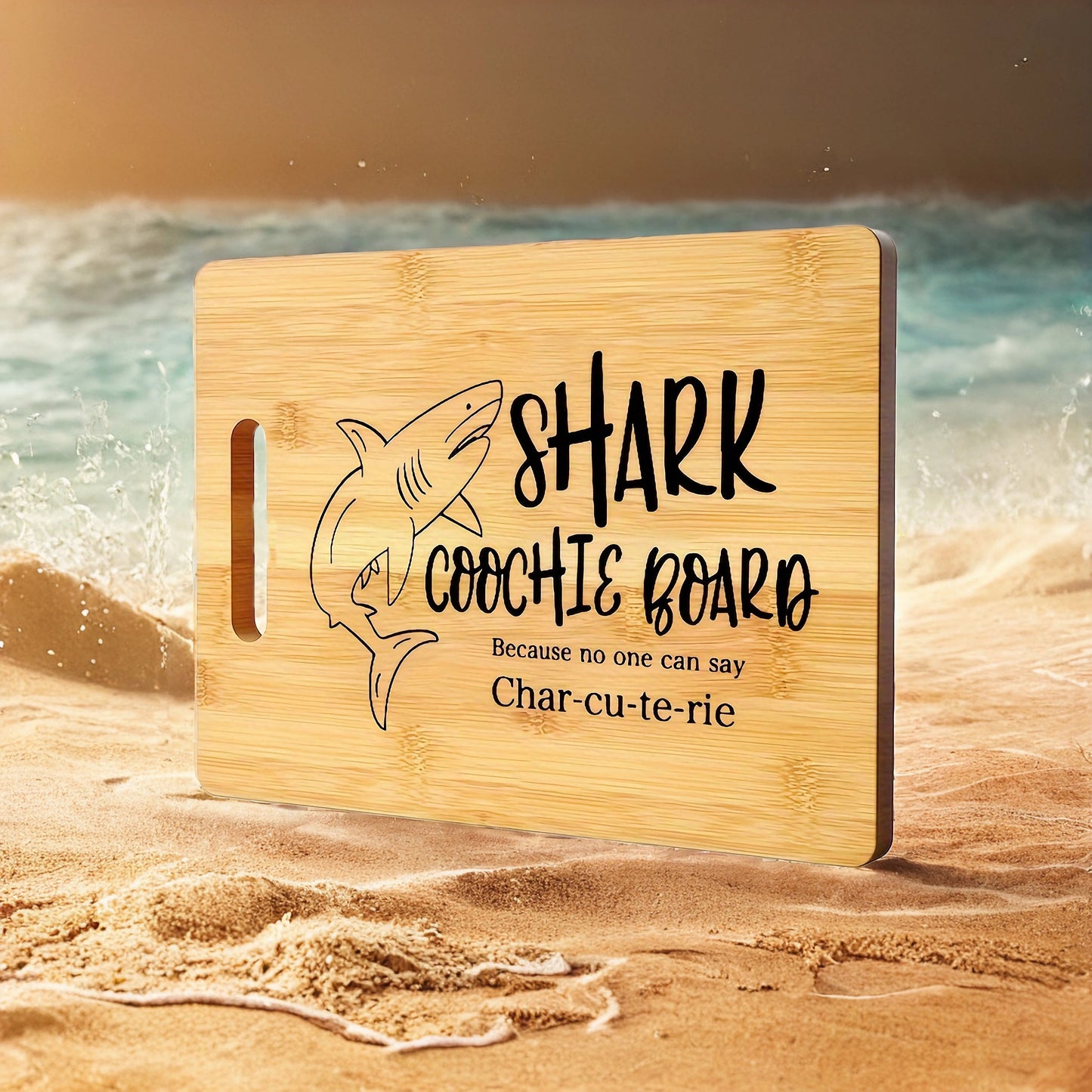 1pc, Bamboo Cutting Board, Shark Chopping Board, Laser Engraving Fun Bamboo Cutting Board, Fun Animal Bamboo Cutting Board, Kitchen And Living Room Home Decoration, Creative Gift For Family And Friends, Mother's Day Gifts