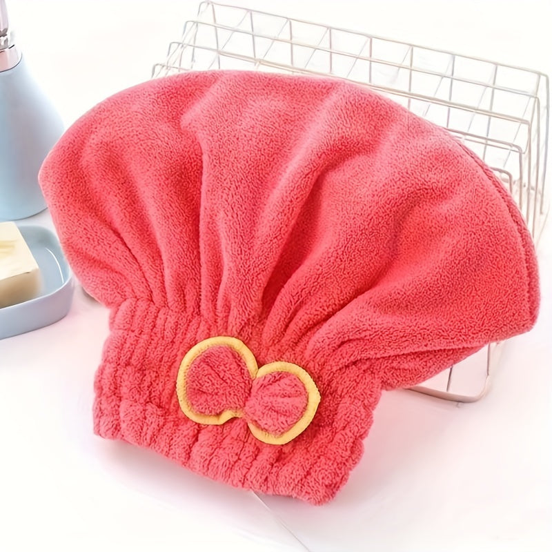 1 Pc Absorbent Coral Velvet Hair Drying Towel - Fast Drying Long Hair Turban Wrap For Women - Princess Shower Cap