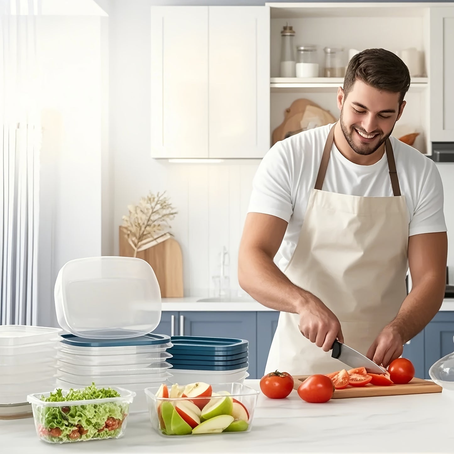 10pcs Stackable Food Storage Containers with Lids, BPA-Free Plastic Lunch Boxes, Suitable for Grains, Meat, Fruits, and Vegetables - Dishwasher and Microwave Safe
