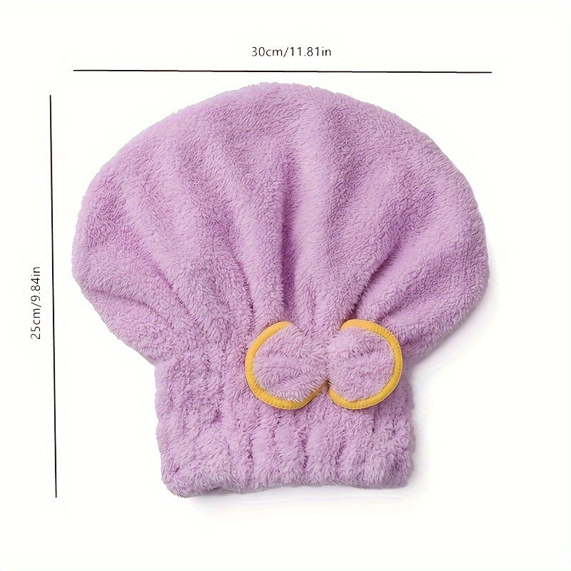 1 Pc Absorbent Coral Velvet Hair Drying Towel - Fast Drying Long Hair Turban Wrap For Women - Princess Shower Cap