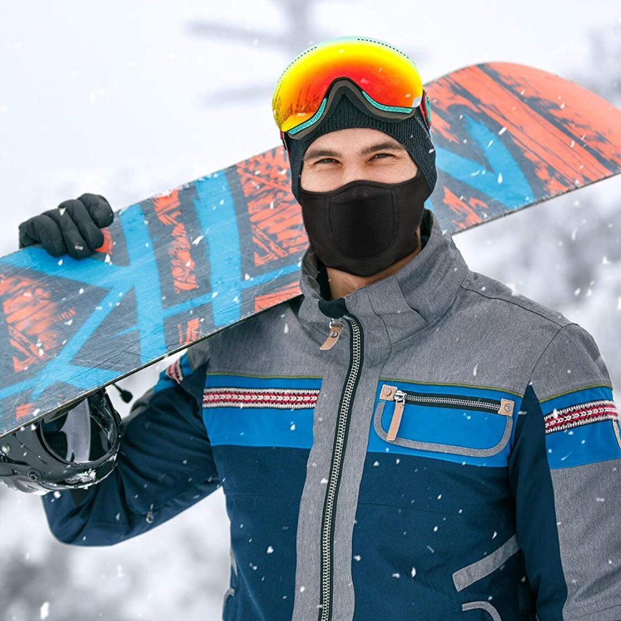 Stay Warm and Comfortable During Winter Activities with this Men's Half Face Mask with Earmuffs!