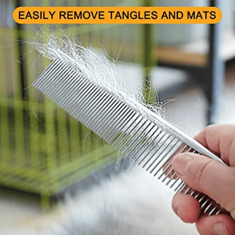 Stainless Steel Dematting Comb for Dogs - Effortless Detangling, Reduced Shedding, and Gentle on Skin - Durable, Easy to Clean, and Perfect for Long-Haired Breeds