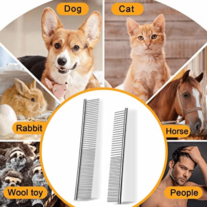 Stainless Steel Dematting Comb for Dogs - Effortless Detangling, Reduced Shedding, and Gentle on Skin - Durable, Easy to Clean, and Perfect for Long-Haired Breeds