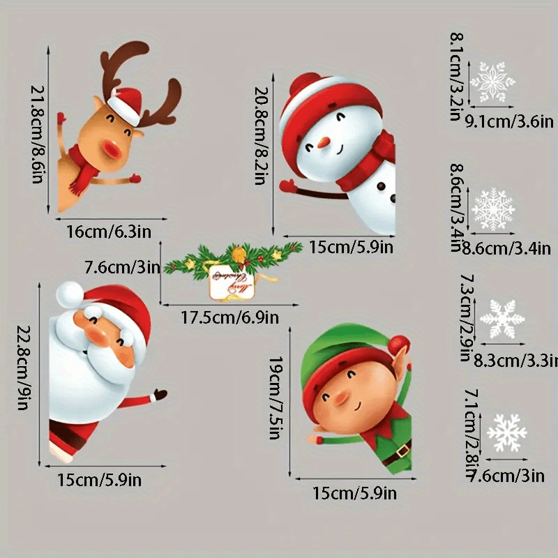 1pc Christmas Window Sticker, Snowflake Christmas Tree Snowman Santa Claus Pattern Glass Window Stickers, Bedroom Entryway Living Room Porch Home Decoration, Removable Stickers