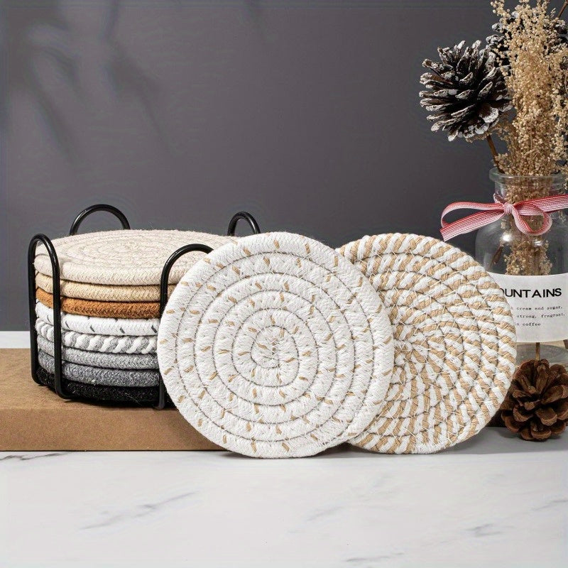 Beverage coaster with stand, absorbent coaster for beverages, minimalist coaster coaster set, woven coaster for coffee table, home decoration, tabletop protection
