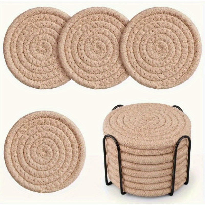 Beverage coaster with stand, absorbent coaster for beverages, minimalist coaster coaster set, woven coaster for coffee table, home decoration, tabletop protection