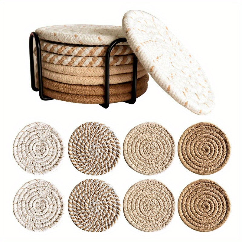 Beverage coaster with stand, absorbent coaster for beverages, minimalist coaster coaster set, woven coaster for coffee table, home decoration, tabletop protection