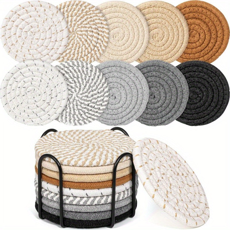 Beverage coaster with stand, absorbent coaster for beverages, minimalist coaster coaster set, woven coaster for coffee table, home decoration, tabletop protection