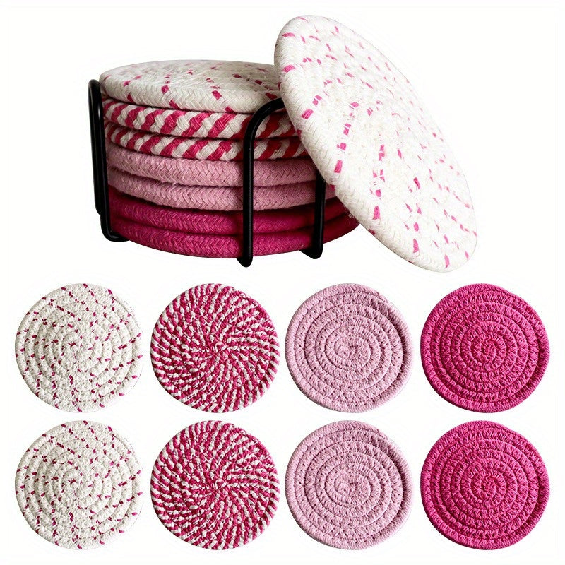 Beverage coaster with stand, absorbent coaster for beverages, minimalist coaster coaster set, woven coaster for coffee table, home decoration, tabletop protection