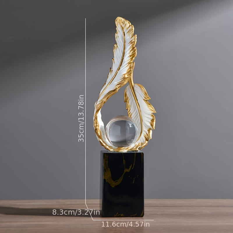 1 pc of Resin Light Luxury Feather Statue, High-end Decoration for Living Room, Foyer, TV Cabinet Decoration, Simple Modern Creative Home Decoration, Desk and Shelf Rack Decor