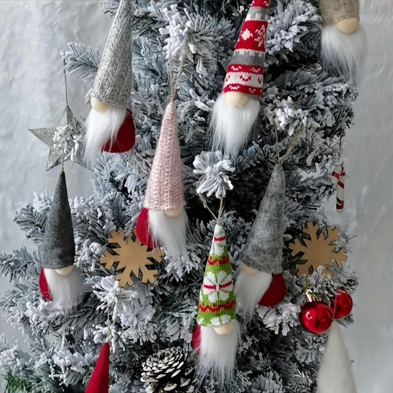 10pcs Christmas Tree Decoration Dwarf Pendant, Mini Indoor Gnomes Of New Year Valentine's Day Decor Plush Set, For Holiday New Year Valentine's Day, Santa Elf For Home Decor