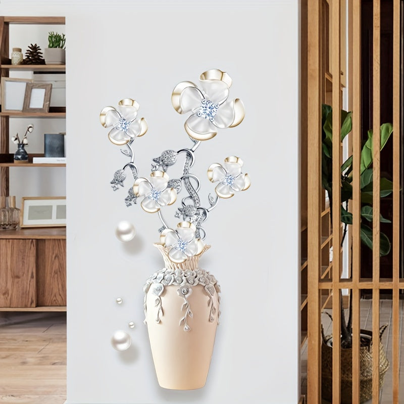 1pc Creative Wall Sticker, Vase Flower Pattern Self-Adhesive Wall Stickers, Bedroom Entryway Living Room Porch Home Decoration Wall Stickers, Wall Decor Decals