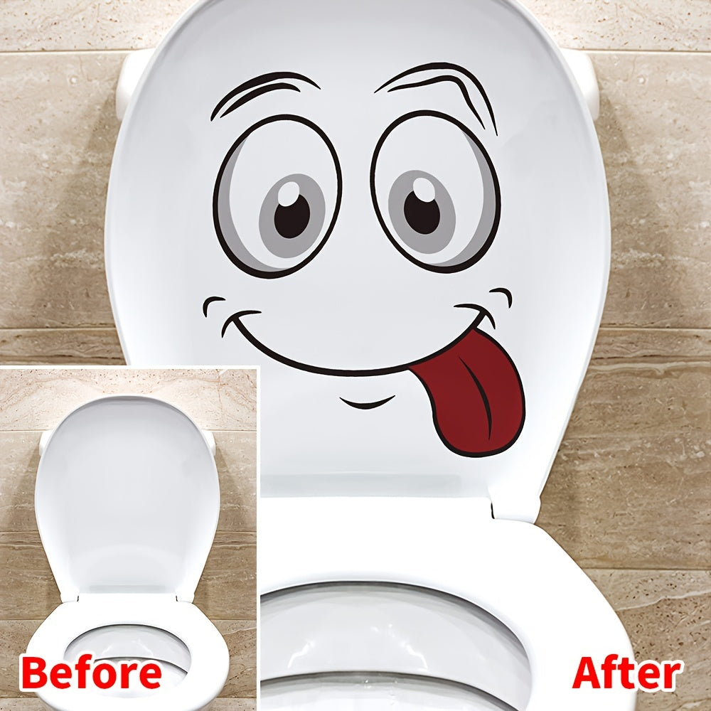 1pc Cheap Cartoon Toilet Sticker, Decoration Wall Sticker, Self-adhesive Bathroom Toilet Sticker, Interesting Item, Room Decor