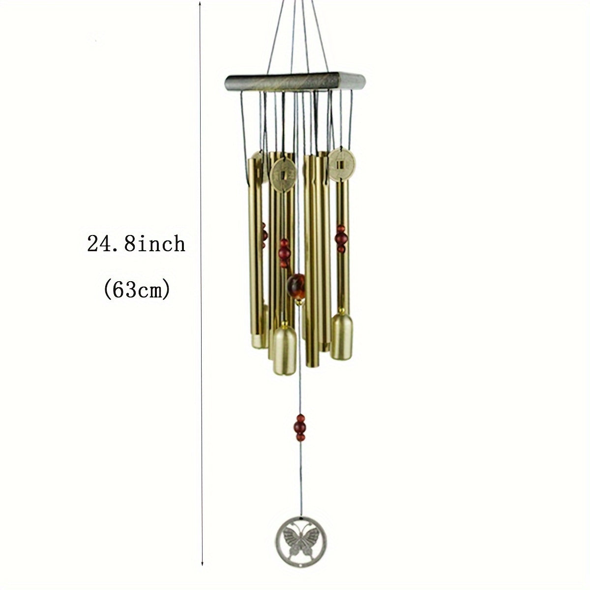 1pc Large Copper Bell Outdoor Wind Chimes - Antique Style, Aluminum Alloy Tubes, Door Hanging, Garden Home Decoration, Yard Art Decor for Outdoor Spaces