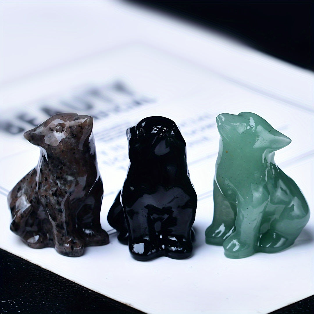 1pc 3. 5cm/1. 38in Crystal Carving Wolf, Pocket Decoration, Bare Stone, Home Decoration