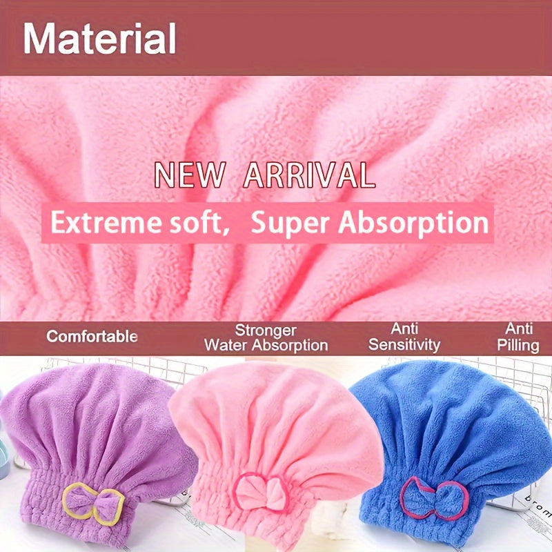 1 Pc Absorbent Coral Velvet Hair Drying Towel - Fast Drying Long Hair Turban Wrap For Women - Princess Shower Cap