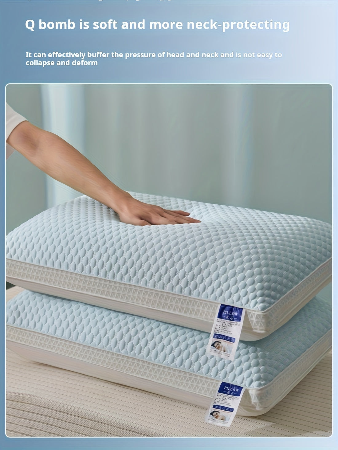 1pc Cold Bean Curd Pillow Supports Neck And Spine For Relaxing Sleep, Sleep Massage Pillow Core, Moisture Absorbing Breathable Household Bedding Pillow Suitable For Living Room, Bedroom, Home Decoration