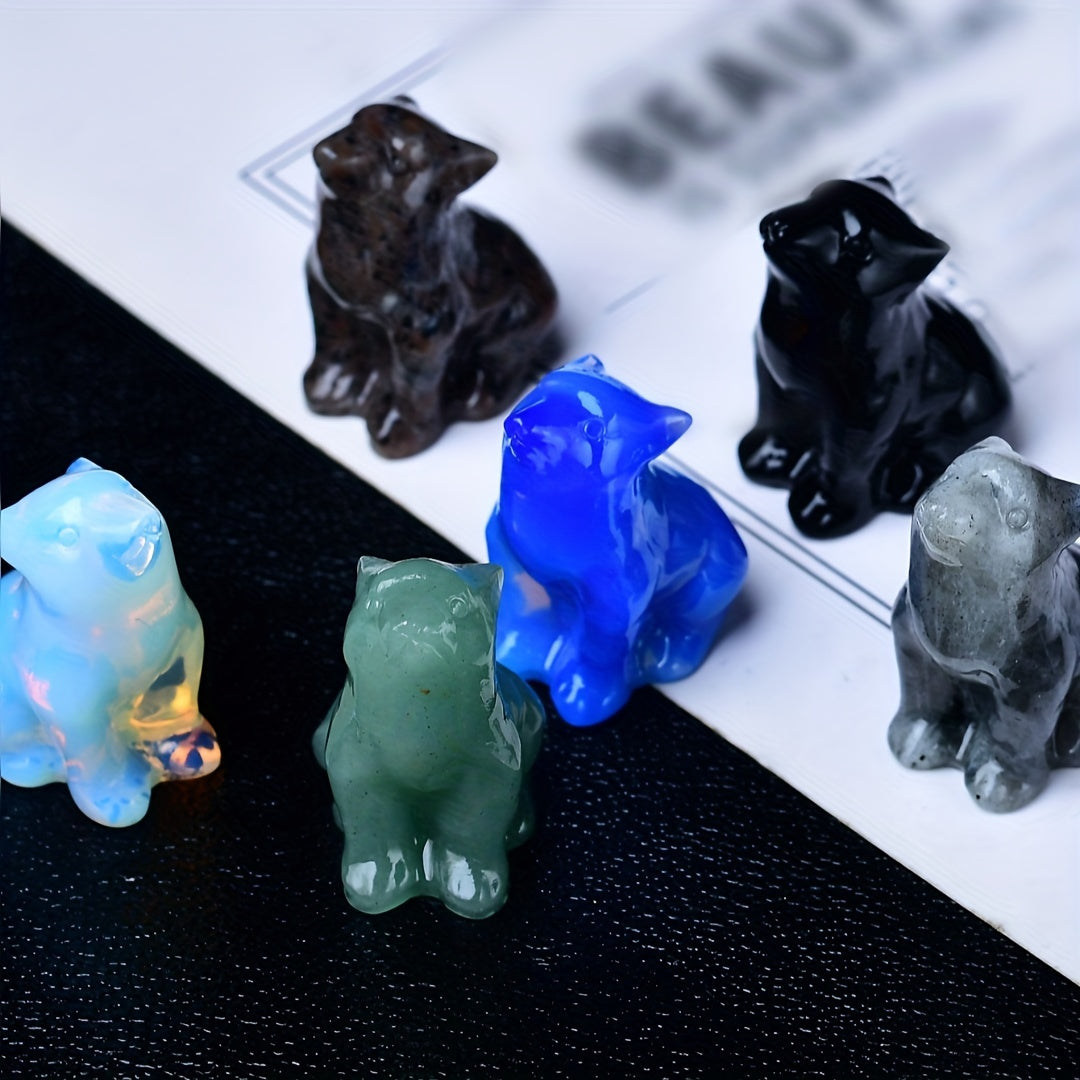 1pc 3. 5cm/1. 38in Crystal Carving Wolf, Pocket Decoration, Bare Stone, Home Decoration