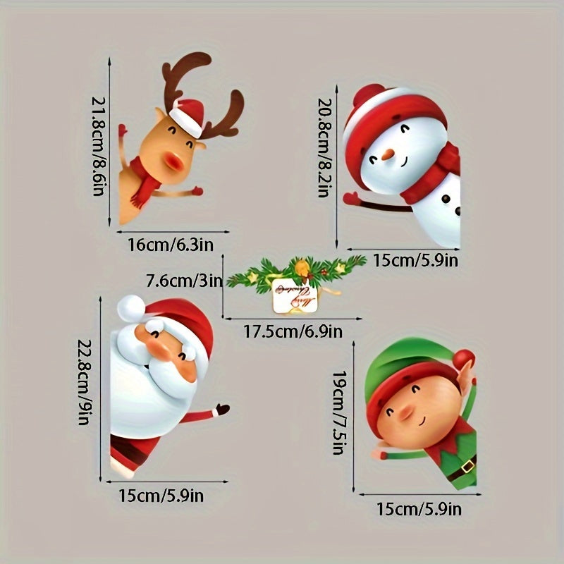 1pc Christmas Window Sticker, Snowflake Christmas Tree Snowman Santa Claus Pattern Glass Window Stickers, Bedroom Entryway Living Room Porch Home Decoration, Removable Stickers