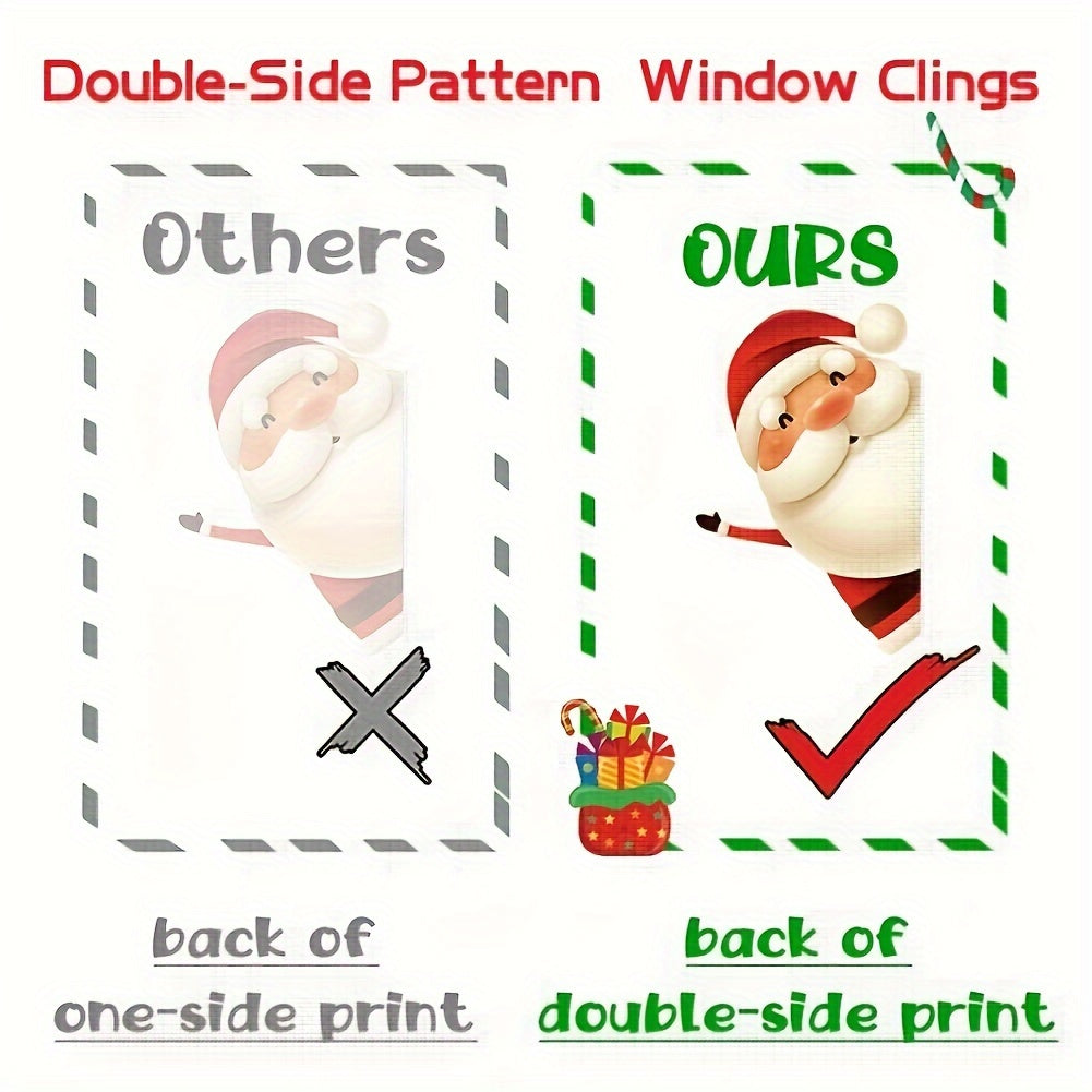 1pc Christmas Window Sticker, Snowflake Christmas Tree Snowman Santa Claus Pattern Glass Window Stickers, Bedroom Entryway Living Room Porch Home Decoration, Removable Stickers