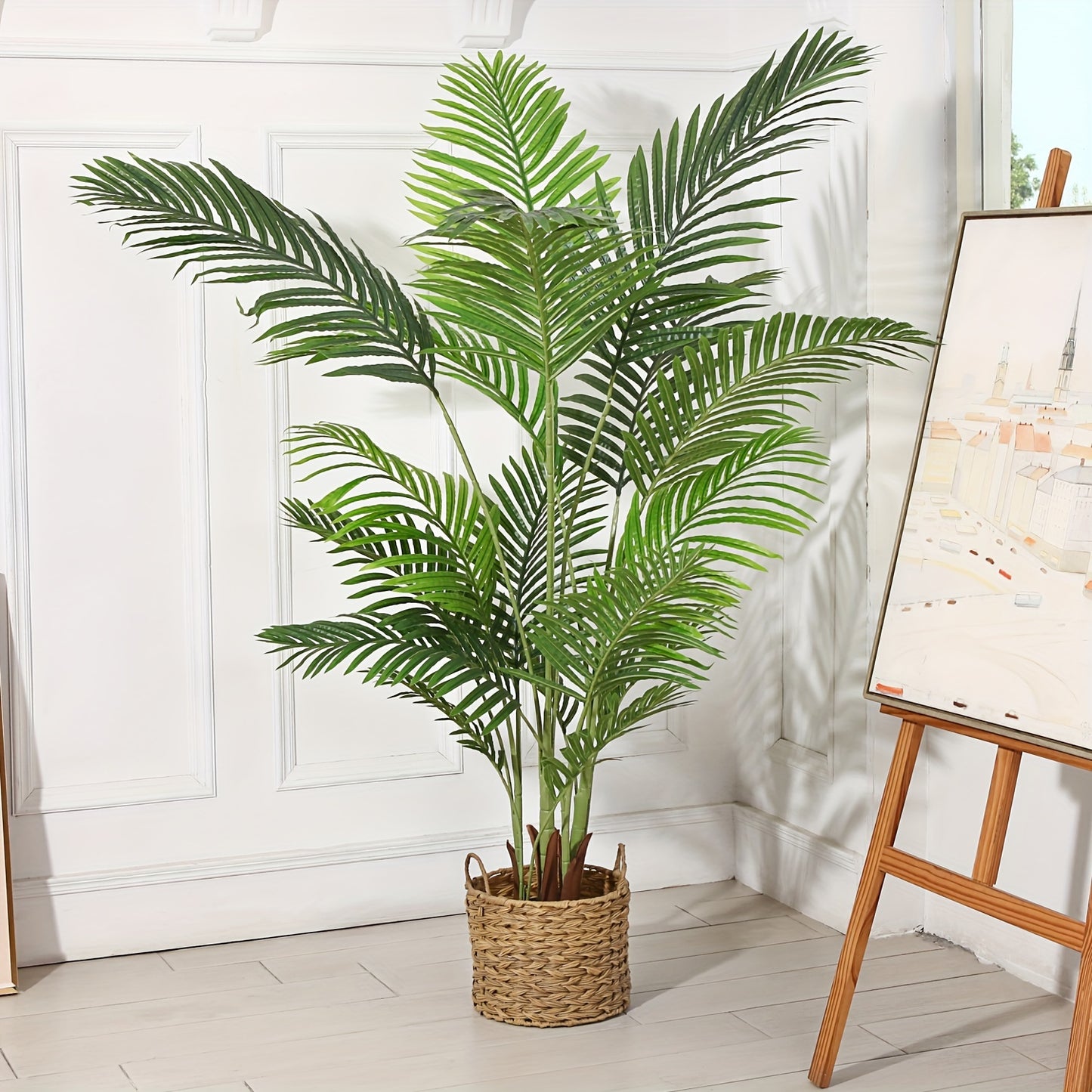 Plante De Palmier Areca Artificielle 5 Pieds Faux Palmier Avec 17 Troncs Faux Arbre Pour Décoration Moderne D’Intérieur Extérieur Dypsis Lutescens Plantes En Pot Pour Bureau À Domicile (Lot De 2)