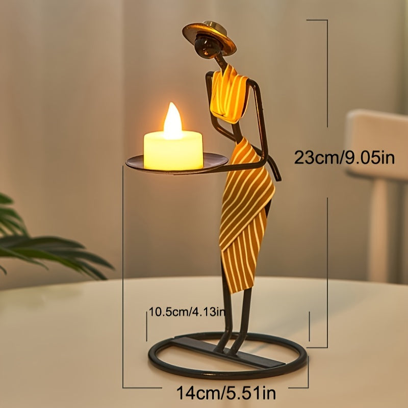 1pc Creative Iron Candle Holder, Candlelight Dinner Romantic Decoration, Table Setting Home Decoration, Interior Decoration, Candle Holder Ornament, New Iron Candle Holder
