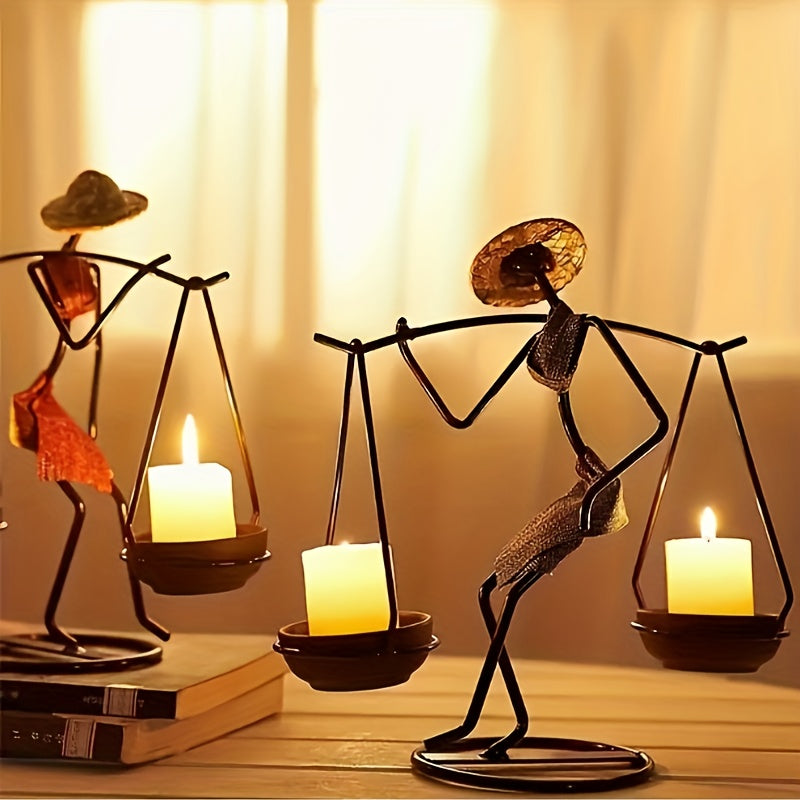 1pc Creative Iron Candle Holder, Candlelight Dinner Romantic Decoration, Table Setting Home Decoration, Interior Decoration, Candle Holder Ornament, New Iron Candle Holder