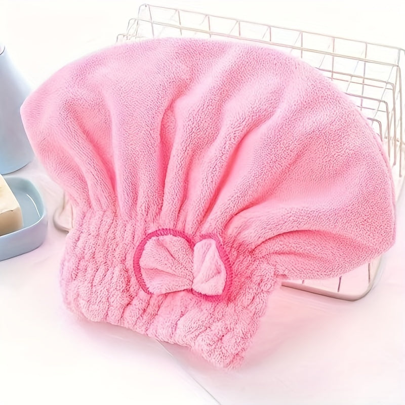 1 Pc Absorbent Coral Velvet Hair Drying Towel - Fast Drying Long Hair Turban Wrap For Women - Princess Shower Cap