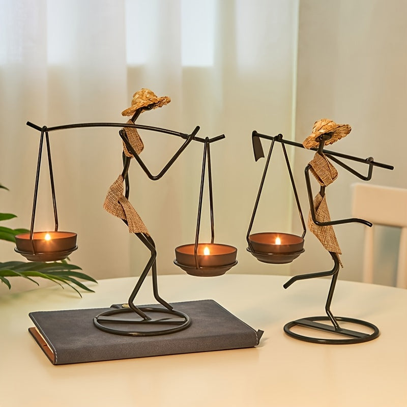 1pc Creative Iron Candle Holder, Candlelight Dinner Romantic Decoration, Table Setting Home Decoration, Interior Decoration, Candle Holder Ornament, New Iron Candle Holder