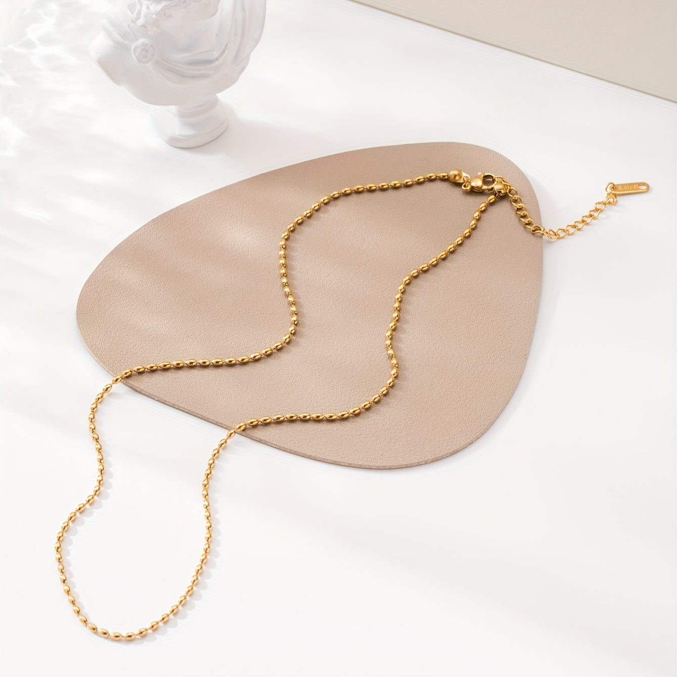 Stainless Steel Minimalist Rice Bead Necklace Charm Clavicle Chain Jewelry For Women For Daily Decoration