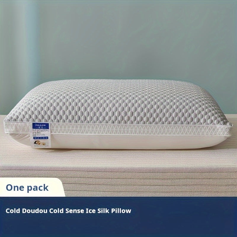 1pc Cold Bean Curd Pillow Supports Neck And Spine For Relaxing Sleep, Sleep Massage Pillow Core, Moisture Absorbing Breathable Household Bedding Pillow Suitable For Living Room, Bedroom, Home Decoration