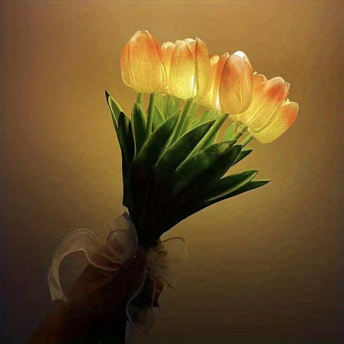 10pcs LED Tulip Lamp, Ambient Sense Table Lamp with Simulation Bouquet Night Light for Room Decoration