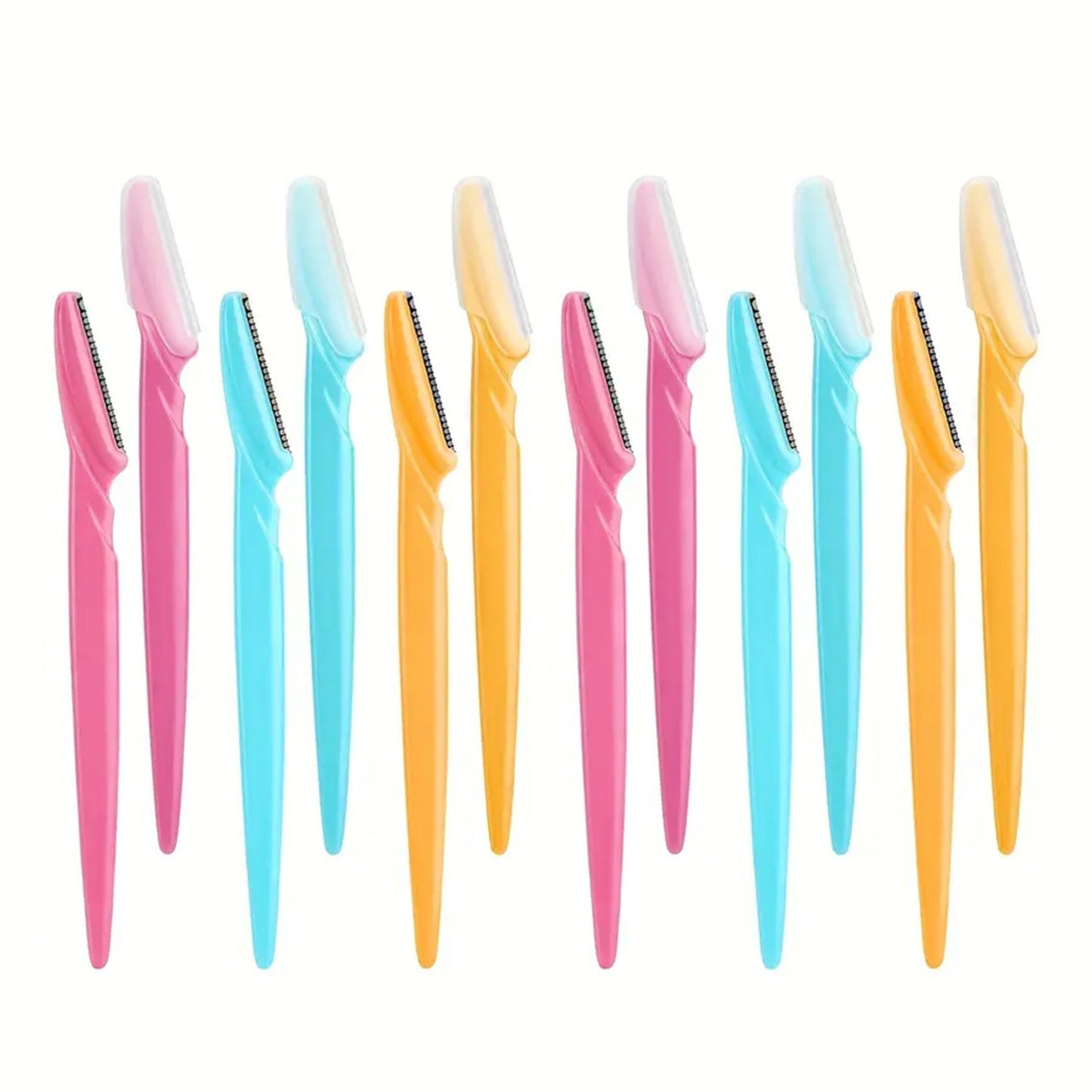 12-Pack Stainless Steel Eyebrow Razors - Unscented Multipurpose Body Hair Removal Tools with Sharp Blades for Effortless Grooming, No Accessory Included