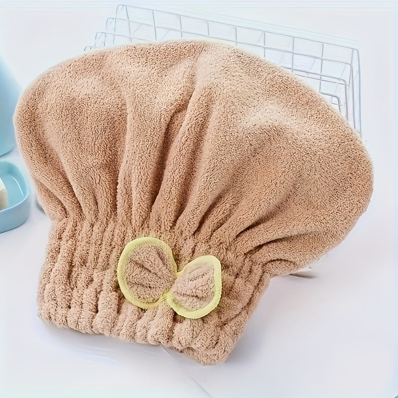 1 Pc Absorbent Coral Velvet Hair Drying Towel - Fast Drying Long Hair Turban Wrap For Women - Princess Shower Cap