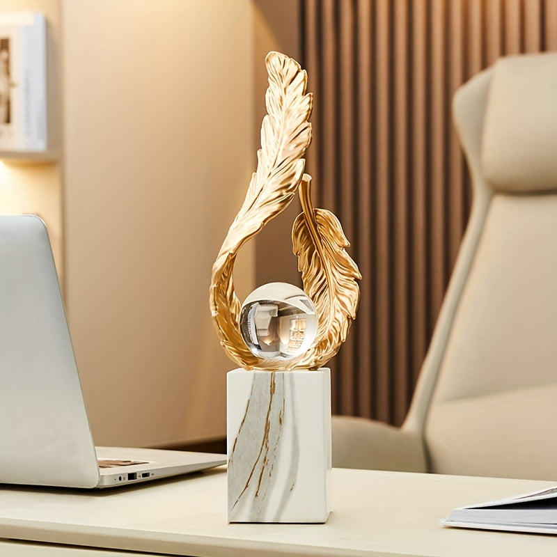1 pc of Resin Light Luxury Feather Statue, High-end Decoration for Living Room, Foyer, TV Cabinet Decoration, Simple Modern Creative Home Decoration, Desk and Shelf Rack Decor
