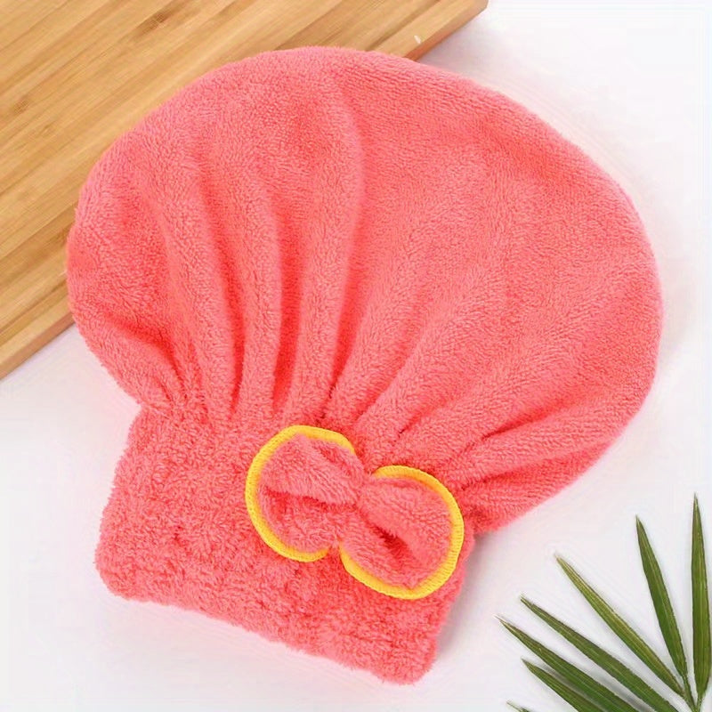 1 Pc Absorbent Coral Velvet Hair Drying Towel - Fast Drying Long Hair Turban Wrap For Women - Princess Shower Cap