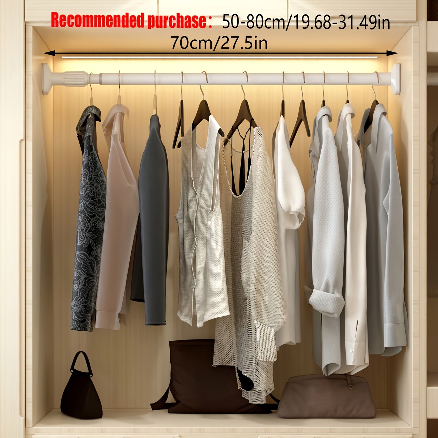1pc Adjustable Tension Curtain Rod - Multipurpose Heavy-Duty No-Drill Extendable Rod for Shower, Closet, Window, Towel Rack - Metal & Plastic Home Accessory