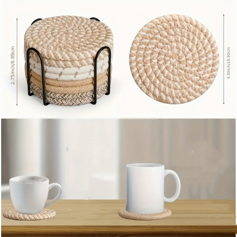 Beverage coaster with stand, absorbent coaster for beverages, minimalist coaster coaster set, woven coaster for coffee table, home decoration, tabletop protection