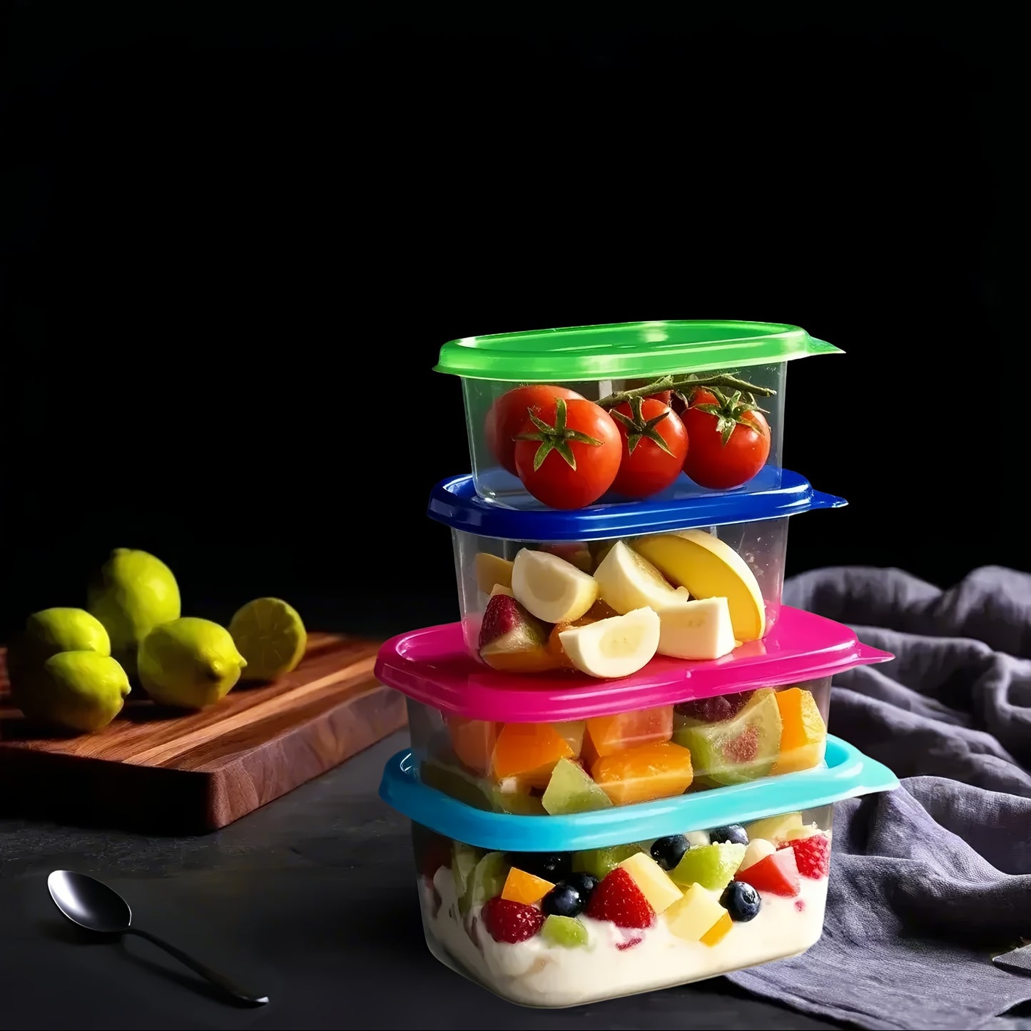 10pcs Stackable Food Storage Containers with Lids, BPA-Free Plastic Lunch Boxes, Suitable for Grains, Meat, Fruits, and Vegetables - Dishwasher and Microwave Safe