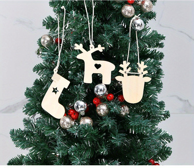 1 Pack, Christmas Pendant Household Decoration Supplies, Wooden Handicrafts, Creative Carving Wood Chips, Christmas Tree Decorations Gifts, Creative Small Gift, Holiday Accessory, Birthday Party Supplies, Birthday Gift, Art C