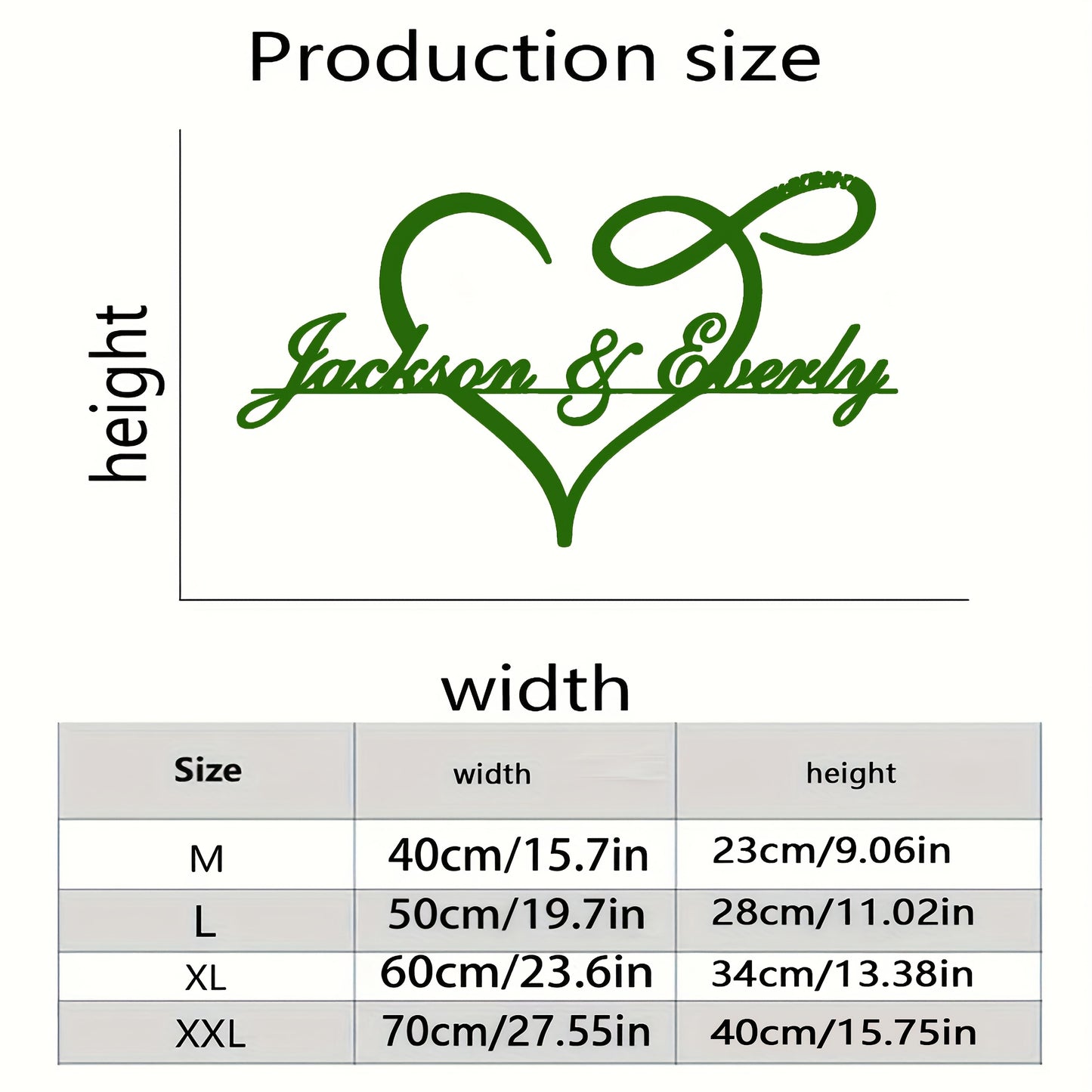 1pc Customizable Art Deco Metal Sign, Personalized Heart Silhouette Wall Art with Signature & Surname, Matte Finish Love Themed Decor for Home, Kitchen, Restaurant, Outdoor Garden, Reusable Pre-pasted Metal Hollow Cutout Craf