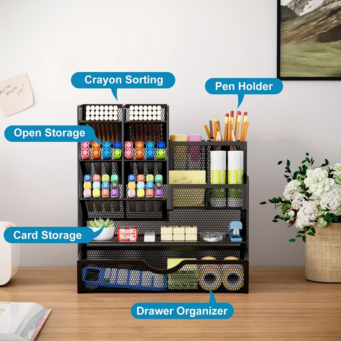 1 Piece Desktop Storage Rack - Durable & Stylish Organizer for Stationery, Office Supplies & Bedroom Decor - Space-Saving, Versatile Design Enhances Home Storage & Organization