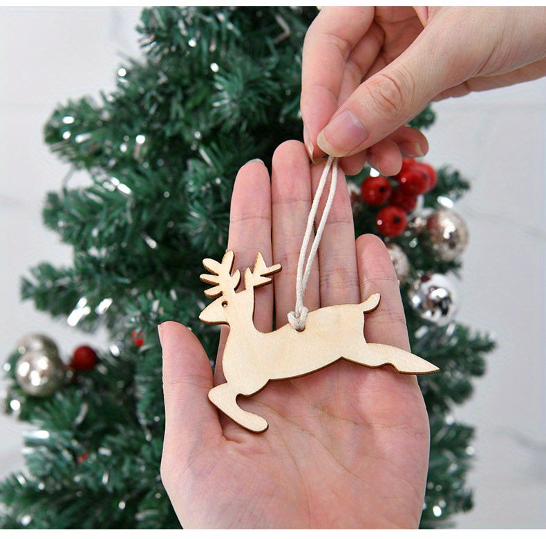1 Pack, Christmas Pendant Household Decoration Supplies, Wooden Handicrafts, Creative Carving Wood Chips, Christmas Tree Decorations Gifts, Creative Small Gift, Holiday Accessory, Birthday Party Supplies, Birthday Gift, Art C