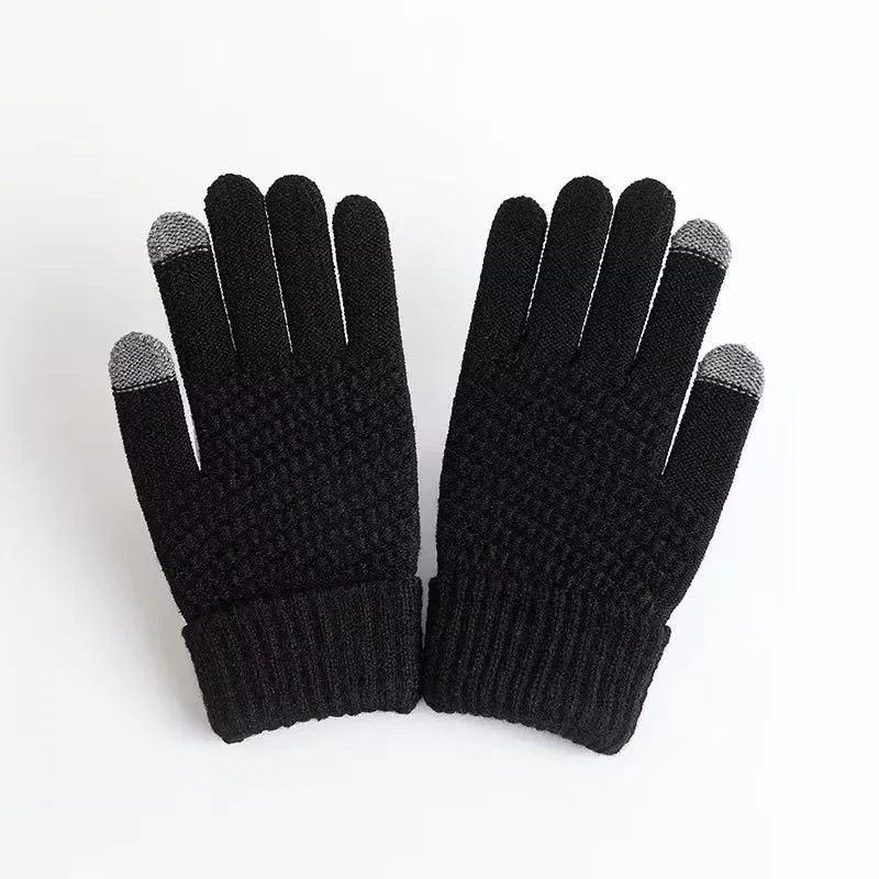 Gants pour femmes Tricotés Solide Automne Hiver Chauffe-mains Épaississement Doublure Ski Court Poignet Femme Doigts complets Mitaines