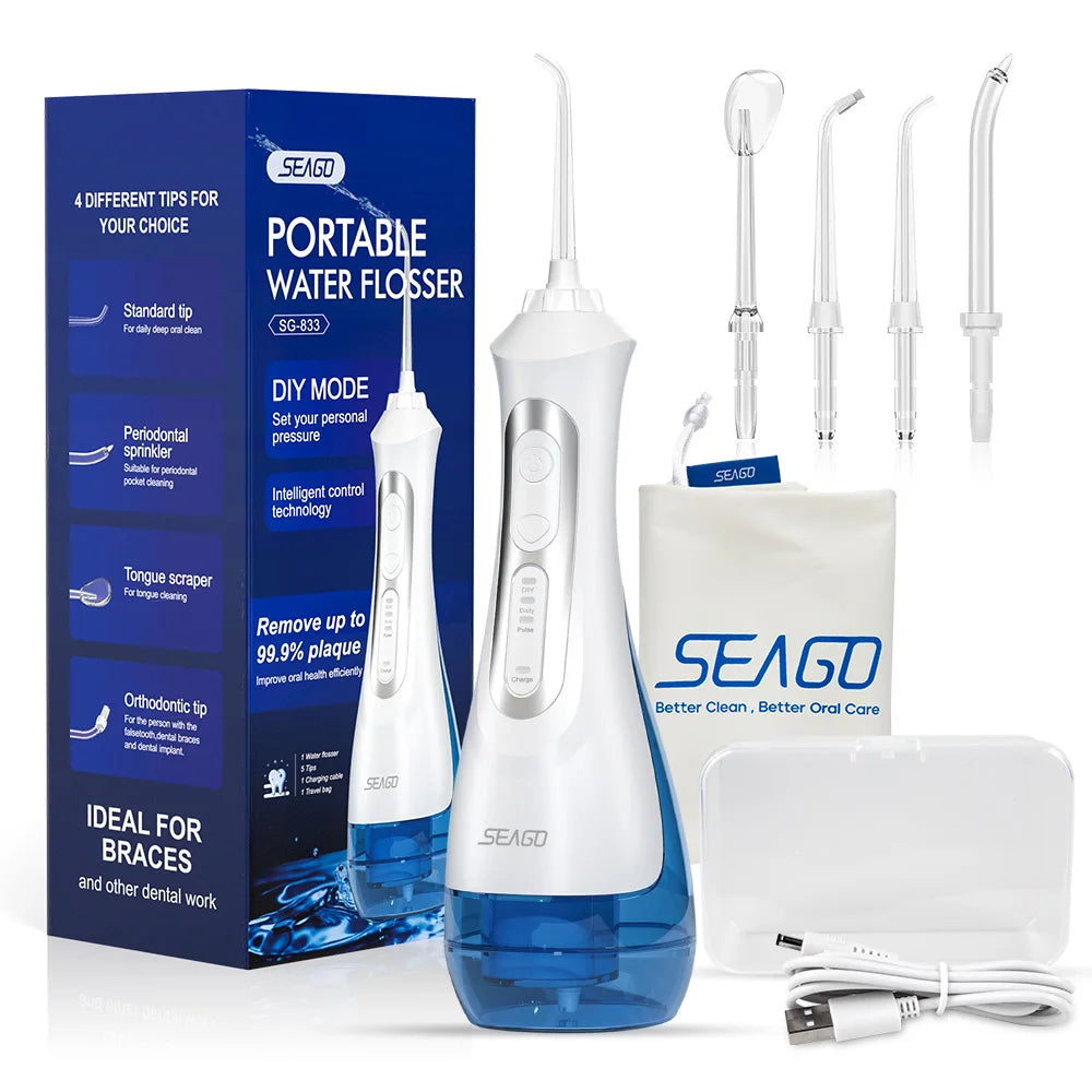 SEAGO – Irrigateur dentaire portable, rechargeable par USB, 3 modes, IPX7, pour le nettoyage des dents, SG833