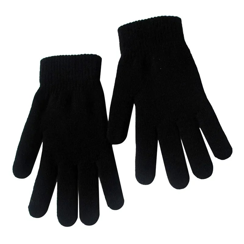 Gants pour femmes Tricotés Solide Automne Hiver Chauffe-mains Épaississement Doublure Ski Court Poignet Femme Doigts complets Mitaines