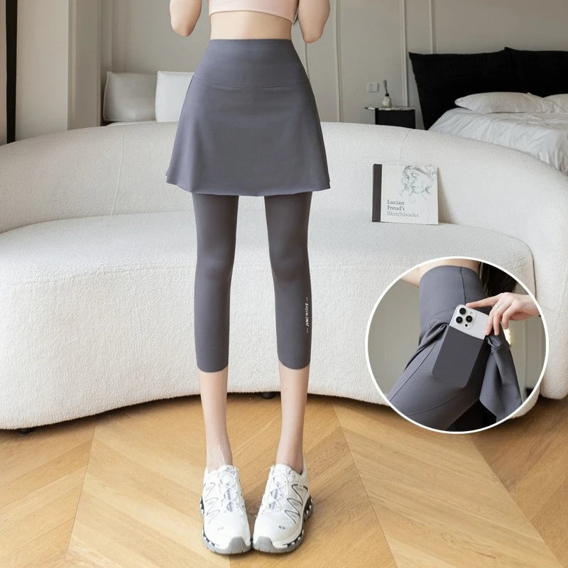 Jupe courte en soie glacée de style estival avec entrejambe pour femme, taille haute, pour le yoga et le sport, style fille épicée, douce et cool, jupe plissée